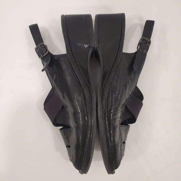 Ara Black Leather Elastic Sandals - Picture 3 of 6